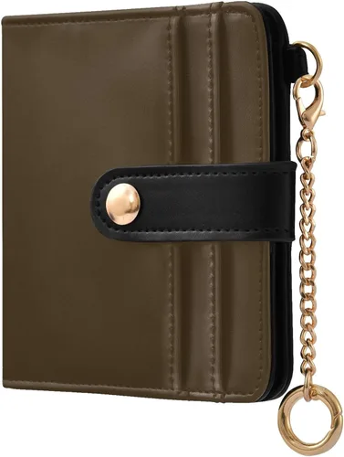 Vista 26 de Sinestour Black print Small Wallet for Women RFID Blocking Leather Bifold Small Purse with ID Window Card Holder Zipper Coin Pocket, Compact Credit