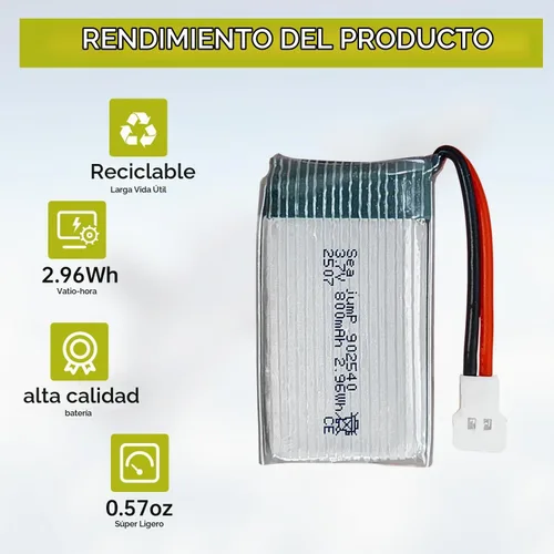 Vista 5 de sea jump Batería Lipo de 3.7 V 800 mAh 25C con enchufe Molex y cable de carga USB compatible con WLtoys SYMA la mayoría de drones, cuadricópteros