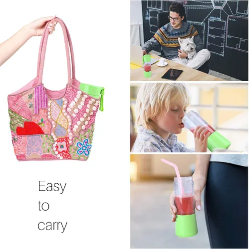 Vista 6 de Licuadora portátil, mezcladora personal de frutas recargable con USB, mini licuadora para batidos, jugo de frutas, batidos de leche, 12.8 fl oz