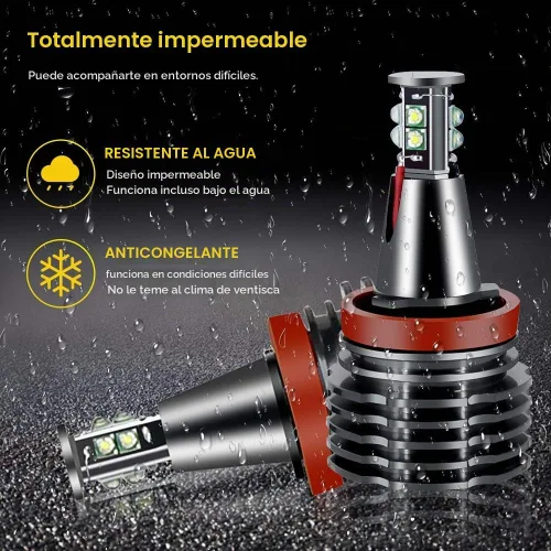 Vista 6 de H8 LED Focos de ojos de ángel con halo Compatible para BMW E60 E61 E63 E64 E70 E90 E92 E70 E71 E82 E87 E89 1 3 5 Series X5/6 Z4/7 Lámpara de xenón
