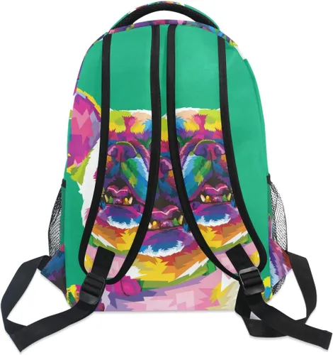 Vista 5 de Mochila escolar Bulldog Francés Adolescentes Niñas Niños Bolsa de viaje