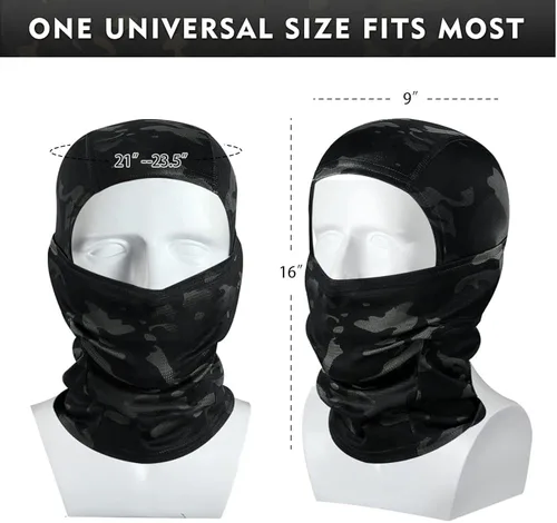 Vista 4 de Máscara facial de camuflaje militar, bandana, pasamontañas con capucha para hombres y mujeres, entrenamiento táctico, ciclismo, esquí, caza