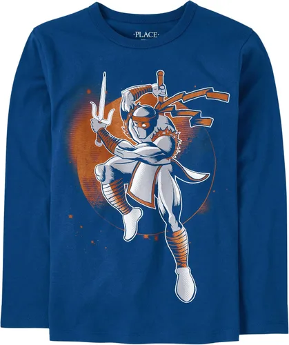 Vista 8 de The Children's Place Boys' Dinos,Cars,Sports Long Sleeve Graphic T-Shirts Jugador de Bball Jump