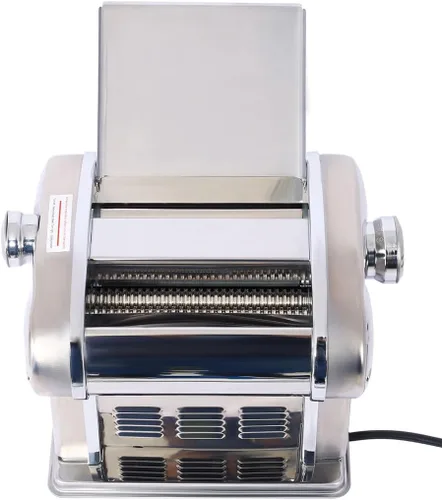 Vista 5 de Máquina eléctrica para hacer pasta, rodillo de fideos de acero inoxidable con motor integrado de 60 W, 8 ajustes de grosor, cortador de fideos