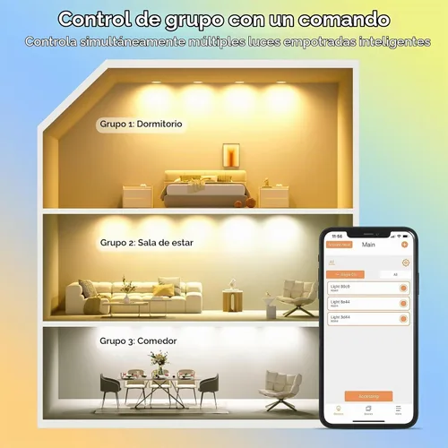 Vista 4 de Iluminación empotrable inteligente de 6 pulgadas LED empotrable con caja de conexiones funciona con Alexa, 2700K ~ 6000K 5CCT seleccionable, 16W