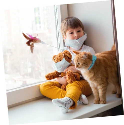Vista 8 de Alipis Collar de juguete para gatos, varita ajustable para burlas, juguete interactivo para gatitos, ejercicio de persecución, alivio del estrés