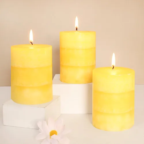 Vista 10 de Velas aromáticas de pilar FLAVCHARM de larga duración, sin goteo, rojas, 3x4 pulgadas