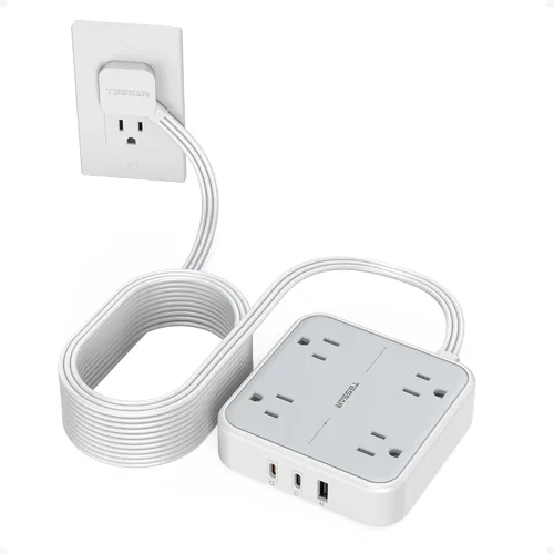 Vista 22 de TESSAN Cable de extensión plano protector de sobretensiones de 1 pie