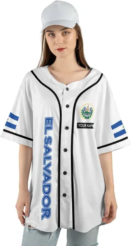Vista 6 de Camiseta personalizada de béisbol de El Salvador, camiseta de orgullo de la bandera de El Salvador, camiseta salvadoreña, camiseta de El Salvadoreña