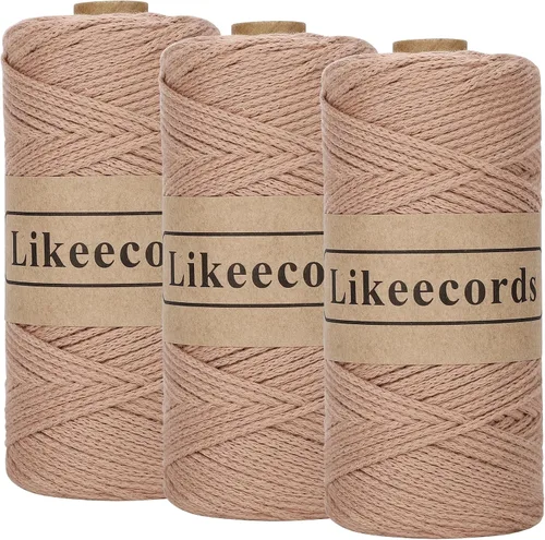 Vista 17 de Likeecords 100% Hilo de Ganchillo de Algodón Cordón de Bolsa de 2mm 170m Cordón de Macramé de 2mm Hilo de Crochet Cuerda de Macramé Regalo para Verde