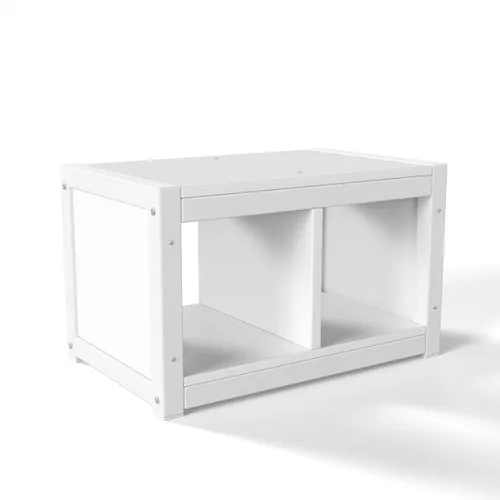 Vista 9 de RUNNA Playhouse Twin Over Full Bunk Bed with Slide and LED，Antique White-M