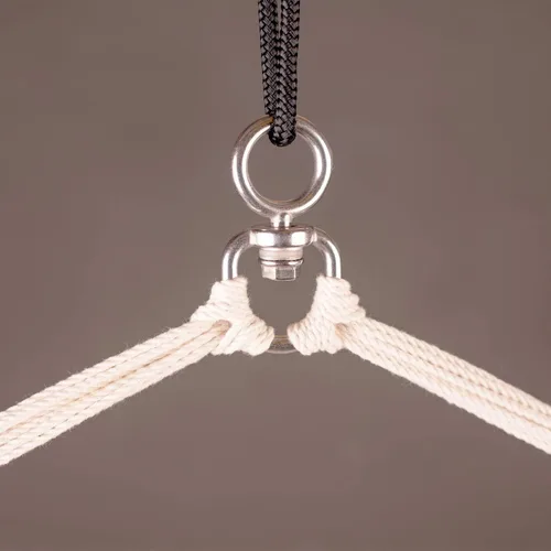 Vista 6 de LA SIESTA® - Silla Hamaca Grande y Cómoda de Algodón Habana & CasaMount - Silla Colgante con Kit de Suspensión para Paredes, Techos y Vigas Café