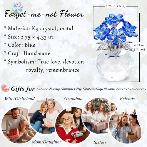Vista 3 de Regalo de flores de cristal azul Forget Me Not Flower Gifts