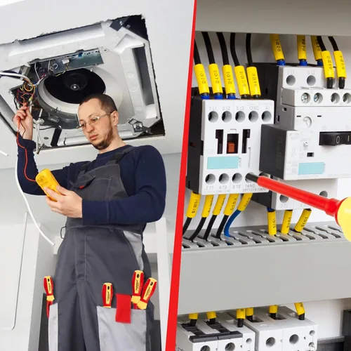 Vista 5 de Juego de 9 destornilladores eléctricos aislados de 1000 V, 4 Phillips y 5 destornilladores ranurados, con probador de voltaje, puntas magnéticas