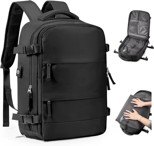 Vista 14 de Mochila de viaje grande al vacío con bomba,Mochilas para laptop para mujeres y hombres,Mochila de transporte,Bolsa de viaje para artículos Beige
