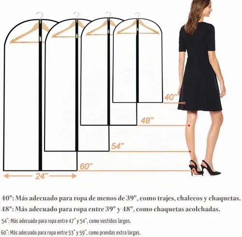 Vista 6 de Bolsas transparentes para colgar ropa de viaje (juego de 6) bolsas de traje para almacenamiento de ropa, bolsas de almacenamiento de ropa, funda