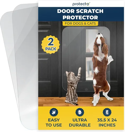 Vista 10 de PROTECTO Door Protector from Dog Scratching, 18x12 - Door Scratch Guard Heavy Duty Door Scratch Protector for Cats & Dogs, Clear Scratch Shield
