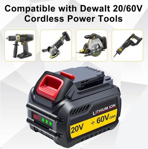 Vista 5 de DTK DCB609 - Repuesto para batería Dewalt de 60 V, DCB609 DCB606 DCB612 180Wh para baterías de 20 V 60 V, 2 paquetes