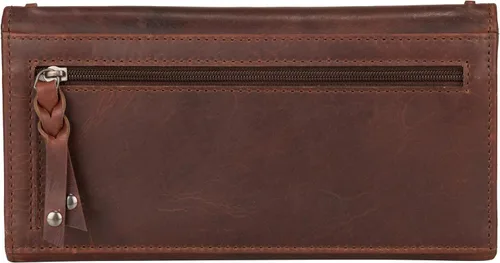Vista 3 de Lady Conceal Cartera de piel con cordones RFID Hope, Coñac, Cartera triple