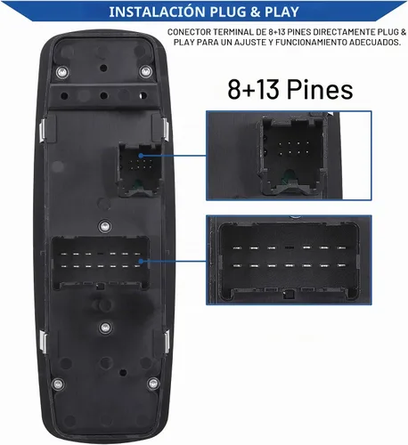 Vista 3 de Obaee Botón de control de interruptor de ventana eléctrica 8+13 pines lado del conductor compatible con Dodge Dart 2013-2016, Chrysler 200
