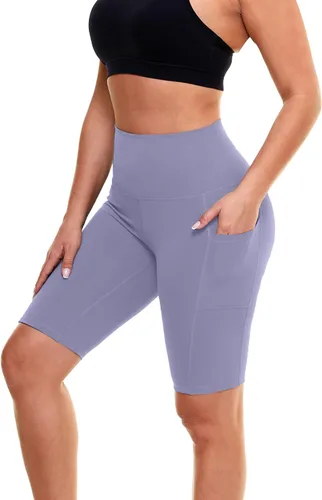 Vista 17 de Biker Shorts for Women with Pockets - 8"/5"/3" Booty Black Spandex Shorts Verde militar