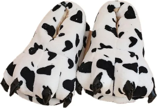 Vista 4 de MizHome Pantuflas unisex de garra de animal de tacto suave para el hogar, ideales para disfraces Negro