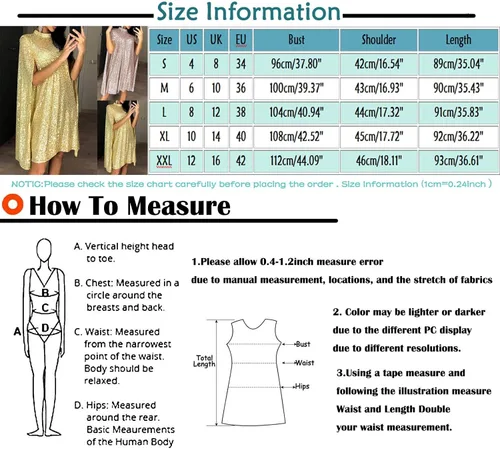 Vista 6 de CocktailDress PromDress Fashion Sexy Solid Stand Collar Sequin Loose Cloak Sleeve Dress New Years Eve Outfit