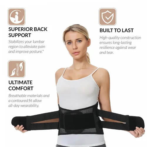 Vista 5 de Ajustable Deluxe Doble Pull Ortesis Lumbar/lumbar cinturón, alivio del dolor, Material transpirable – Amplia Back Support – Tamaño S, M, L, XL, XXL.