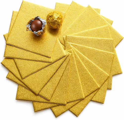 Vista 7 de 200 envoltorios cuadrados de papel de aluminio de papel de aluminio para decoración de envases de dulces (3.9 x 3.9 pulgadas) diseño de cáscara