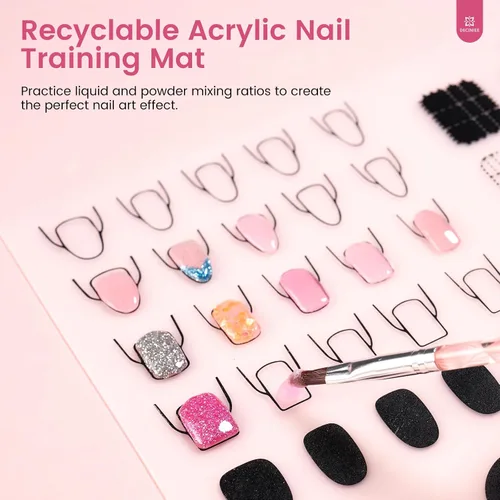 Vista 4 de Mano de práctica para uñas acrílicas Kit: Mano de silicona para práctica de uñas con kit de uñas para principiantes - Mano falsa flexible