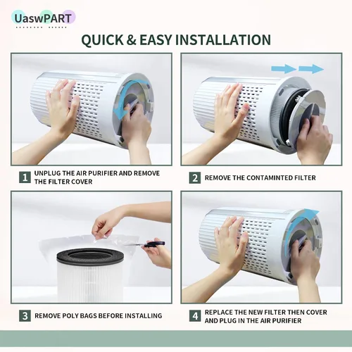 Vista 5 de AP-T10FL - Filtro de repuesto compatible con HoMedics Air Pu-rifier de repuesto para AP-T10-WT AP-T10-BK TotalClean serie torre 4 en 1 con filtros