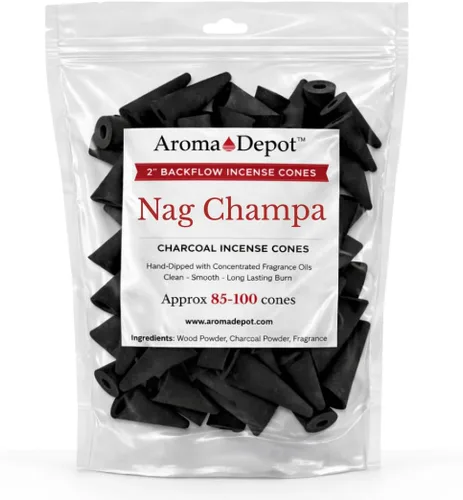 Vista 7 de Conos de incienso de carbón de reflujo Nag Champa de 2 pulgadas (10 conos)