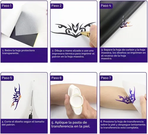 Vista 3 de TATELF - Papel de transferencia para tatuajes, 100 hojas, A4, kit de plantillas térmicas