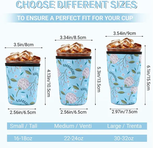 Vista 2 de Cobetech - Funda reutilizable para café helado, paquete de 3 fundas de neopreno para tazas de café frías, de 16 a 32 onzas, funda aislada para taza