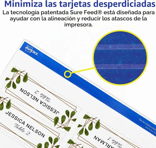 Vista 3 de Avery – Tarjetas de lugar con relieve, color blanco. 1.43 x 3.75 pulgadas., Blanco