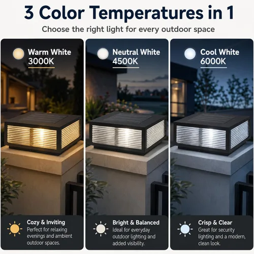 Vista 7 de Luces solares para postes al aire libre, de lujo, modernas, con tapa de poste solar, luz de columna de cubierta de valla con IP65, luces de pilar