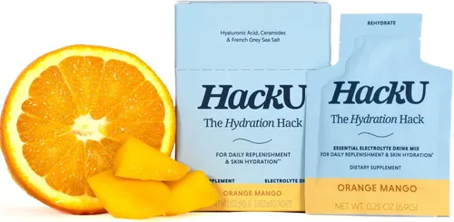 Vista 16 de HackU Hydration Hack - Paquetes de hidratación de electrolitos y piel – Mezcla de bebida sin azúcar, sin hinchazón con magnesio, ácido hialurónico