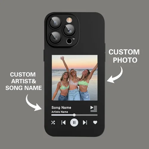 Vista 4 de Funda de teléfono con placa de música personalizada para iPhone 16, 15, 14, 13, 12, 11 Pro Max Mini Plus Xr, diseña tu propia funda personalizada