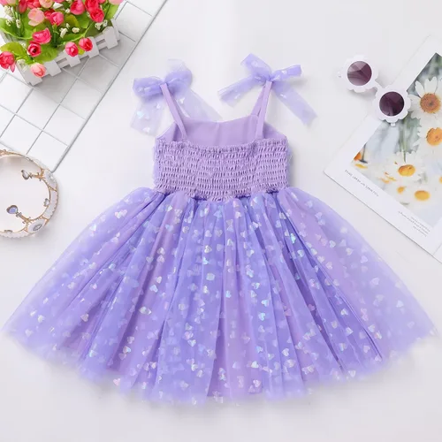 Vista 5 de Vestido tutú de verano para niñas pequeñas, sin espalda, vestido de princesa para fiesta de cumpleaños, lentejuelas con volantes, tul con lazo