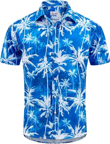 Vista 2 de EUOW - Camisas hawaianas para hombre de manga corta con botones, estampadas para la playa y el verano