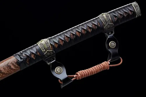 Vista 6 de Espada Katana Samurái japonesa afilada de acero plegado templado de arcilla de 41 pulgadas, vaina de palisandro