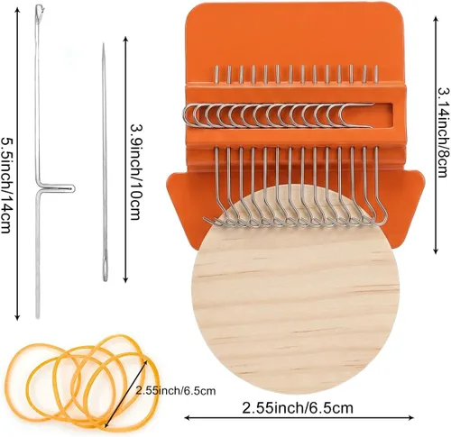 Vista 2 de Rumexeng Telar de tejido pequeño, telar estilo Speedweve, mini herramienta de tejido de madera para reparación visible, jeans, calcetines, ropa