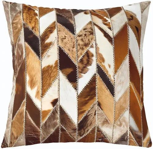 Vista 29 de Feelyou Funda de almohada de piel de vaca, funda de cojín rústica de retazos occidentales para decoración del hogar, sala de estar, funda de cojín