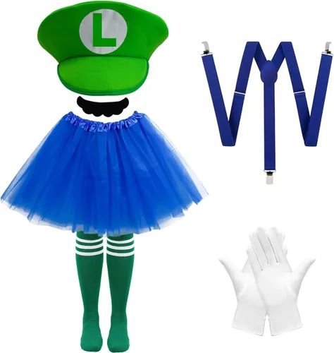 Vista 8 de Jolbndcv Red and Green Hat with Gloves Buttons and Beard Gloves Mushroom Brooch Fake Noses for Cosplay Costume Juego de coronas