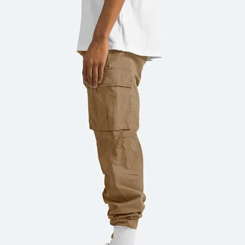 Vista 4 de Pantalones cargo para hombre, pantalones de senderismo para entrenamiento, ajuste relajado, pantalones deportivos casuales con bolsillos