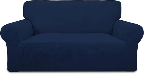 Vista 55 de PureFit Funda elástica para sofá biplaza, funda de sofá suave y antideslizante de jacquard de elastano, protector de muebles lavable con espuma