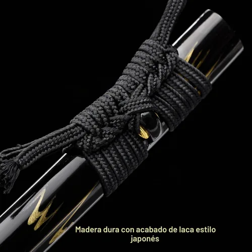 Vista 7 de Espada Katana Samurai, templada en arcilla, acero T10, Hamon real, espada completa Full Tang, hecha a mano, samurái, extremadamente afilada Tema
