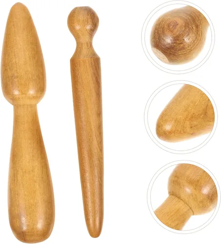Vista 2 de Juego de palos de masaje multiusos, 2 palos de madera para acupuntura pie, mano, cabeza, cuerpo, masaje muscular