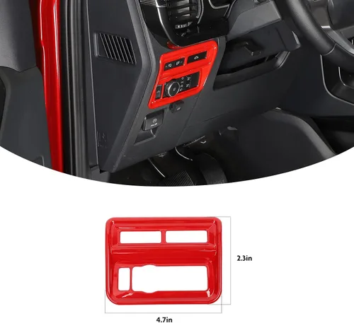 Vista 3 de Jimen Para 2021+ F150 Panel de control del panel de control del marco de la cubierta compatible con Ford F150 2021-2023 (rojo)