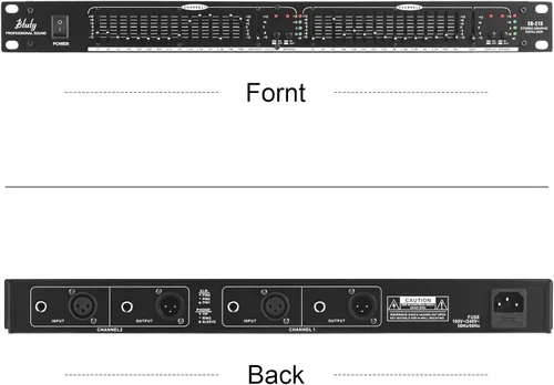 Vista 5 de Audio Ecualizador EQ-215 - Ecualizador dual de 15 bandas de 1U, montaje en rack, ecualizador gráfico estéreo de 2 canales, ecualizador estéreo